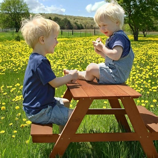 Sunny Dave Picknicktafel In Bruin - Multifunctonele Picknick Tafel Voor Kinderen - FSC Hout - 89x89x50cm 5 Sunny Dave Picknicktafel In Bruin - Multifunctonele Picknick Tafel Voor Kinderen - FSC Hout - 89x89x50cm - Afbeelding 5