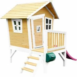 AXI Robin Speelhuis In Bruin/Wit - Met Verdieping En Paarse Glijbaan - Speelhuisje Voor De Tuin / Buiten - FSC Hout - Speeltoestel Voor Kinderen -Duurzamer-speelgoed Winkel 550x558 11