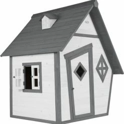AXI Cabin Speelhuis In Grijs/Wit - Speelhuisje Voor De Tuin / Buiten - FSC Hout - Tuinhuisje Voor Kinderen - 10 Jaar Garantie