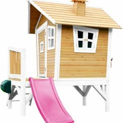 AXI Robin Speelhuis In Bruin/Wit - Met Verdieping En Paarse Glijbaan - Speelhuisje Voor De Tuin / Buiten - FSC Hout - Speeltoestel Voor Kinderen -Duurzamer-speelgoed Winkel 550x570 3