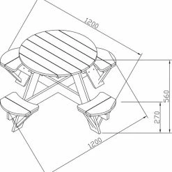 AXI Ufo Picknicktafel Rond Voor 4 Kinderen In Bruin/Wit - Picknick Tafel Van Hout - 120x120x56cm -Duurzamer-speelgoed Winkel 550x585 1