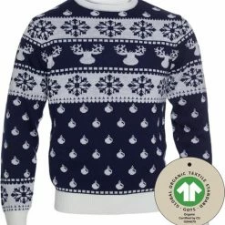Jule Sweaters Foute Kersttrui Dames & Heren - Christmas Sweater "Klassiek Blauw" - 100% Biologisch Katoen - Kerst Trui Mannen & Vrouwen Maat S