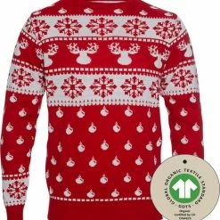 Jule Sweaters Foute Kersttrui Dames & Heren - Christmas Sweater "Klassiek Rood" - 100% Biologisch Katoen - Kerst Trui Mannen & Vrouwen Maat S
