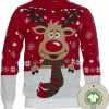 Jule Sweaters Foute Kersttrui Dames & Heren - Christmas Sweater "Rudolf Met Sjaal" - 100% Biologisch Katoen - Kerst Trui Mannen & Vrouwen Maat M