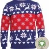 Jule Sweaters Foute Kersttrui Dames & Heren - Christmas Sweater "Kerst Rood & Blauw" - 100% Biologisch Katoen - Kerst Trui Mannen & Vrouwen Maat L