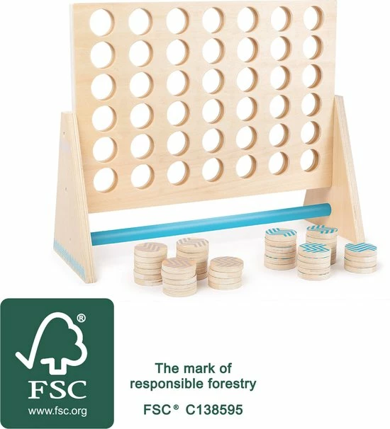 Small Foot Company Small Foot Vier Op Een Rij Xxl Junior 46 Cm Hout Naturel/blauw 5 Small Foot Company Small Foot Vier Op Een Rij Xxl Junior 46 Cm Hout Naturel/blauw - Afbeelding 5