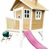 AXI Robin Speelhuis In Bruin/Wit - Met Verdieping En Paarse Glijbaan - Speelhuisje Voor De Tuin / Buiten - FSC Hout - Speeltoestel Voor Kinderen