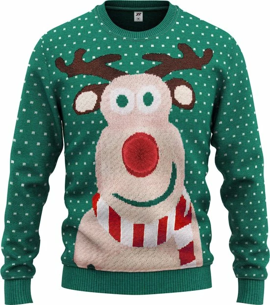 JAP Christmas JAP Foute Kersttrui - Rudolf Met 3D Neus Voor Volwassenen - Kerst - Dames En Heren - Kerstcadeau - XL - Groen 1 JAP Christmas JAP Foute Kersttrui - Rudolf Met 3D Neus Voor Volwassenen - Kerst - Dames En Heren - Kerstcadeau - XL - Groen