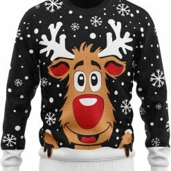 JAP Christmas JAP Foute Kersttrui - Rudolf Het Rendier - Kerstcadeau - Voor Kinderen - Kerst - 3/4 Jaar - Zwart