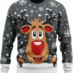 JAP Christmas JAP Foute Kersttrui - Rudolf Het Rendier - Kerstcadeau Volwassenen - Dames En Heren - Kerst - S - Grijs