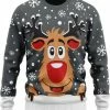 JAP Christmas JAP Foute Kersttrui - Rudolf Het Rendier - Kerstcadeau Volwassenen - Dames En Heren - Kerst - L - Grijs