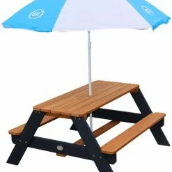 AXI Nick Picknicktafel Antraciet/bruin - Parasol Blauw/wit -Duurzamer-speelgoed Winkel 550x664