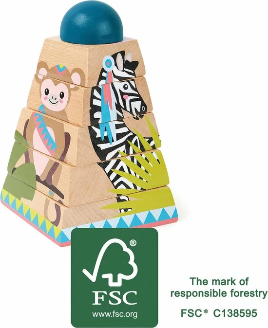 Small Foot Company Small Foot - Stacking Tower "Jungle" 2 Small Foot Company Small Foot - Stacking Tower "Jungle" - Afbeelding 2