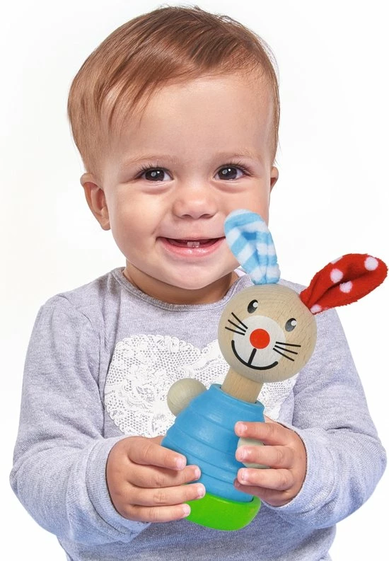 Eichhorn Baby Squeezer Konijn - Houten Rammelaar Met Geluid 2 Eichhorn Baby Squeezer Konijn - Houten Rammelaar Met Geluid - Afbeelding 2